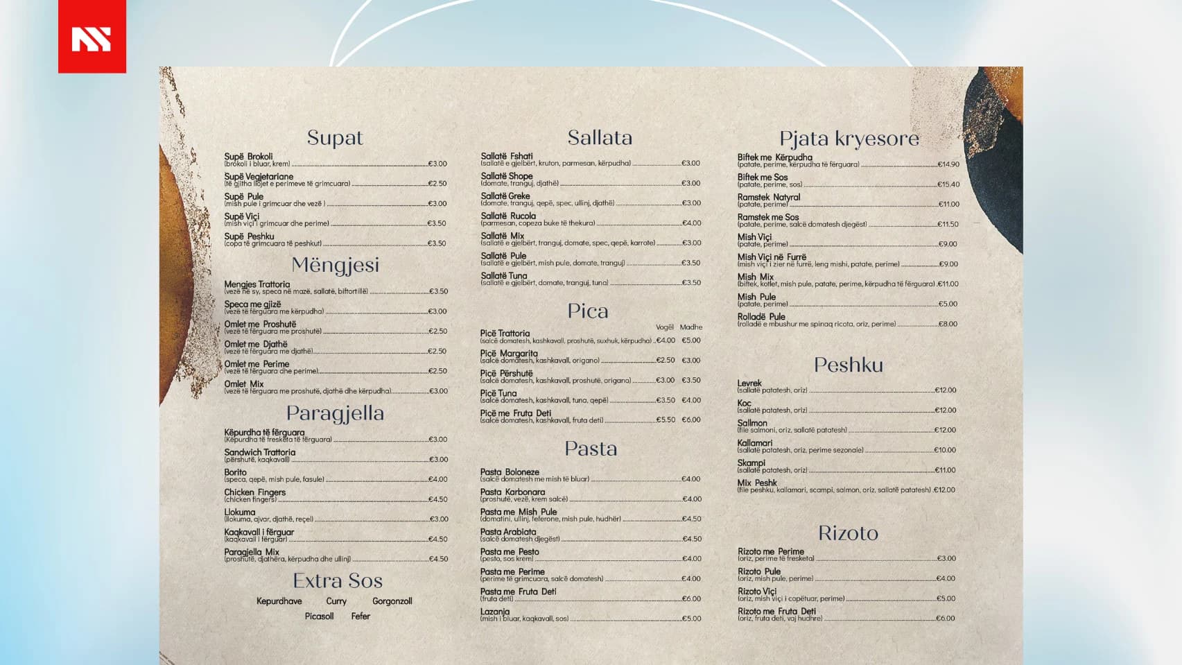 Trattoria Restaurant Menu